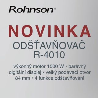 NOVINKA PRO MILOVNÍKY ČERSTVÝCH ŠŤÁV! Představujeme odšťavňovač Rohnson R-4010, který přináší: 💪 Výkonný motor s příkonem...
